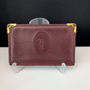 Cartier Burgundy Card Holder with Gold Accents